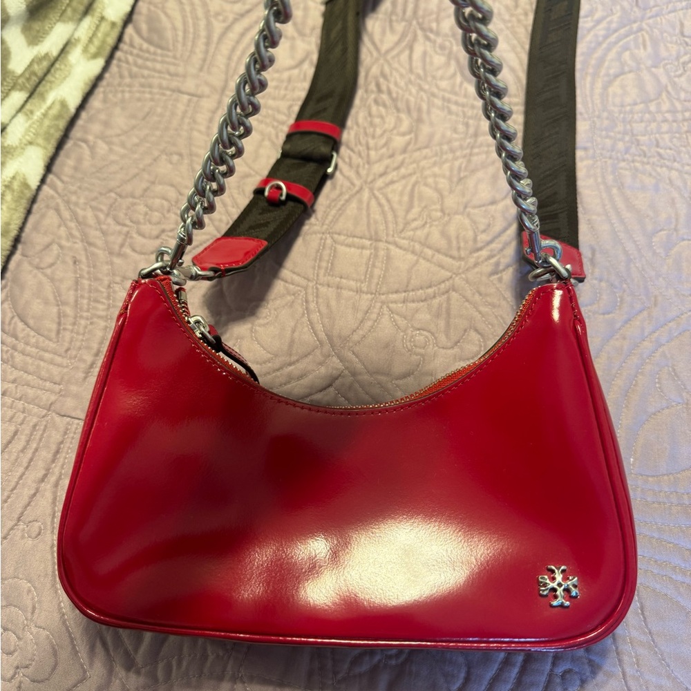 Red Tory Burch Leather Shoulder/Crossbody Bag